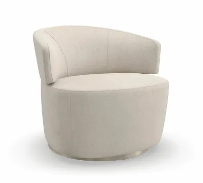 Ivory Curved Velvet Upholstered Swivel Barrel Chair Ivory Curved Velvet Upholstered Swivel Barrel Chair