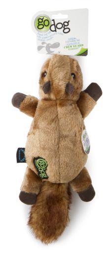 GODog Flatz Squirrel Durable Plush Squeaker Dog Toy