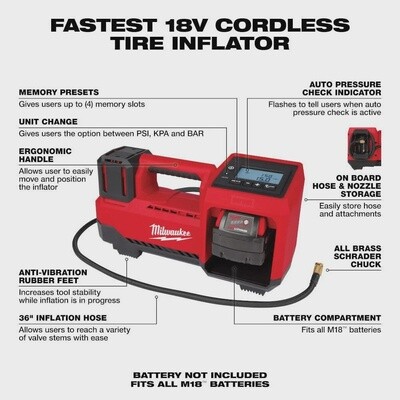 M18 18V Cordless Tire Inflator Tool Only 2848-20