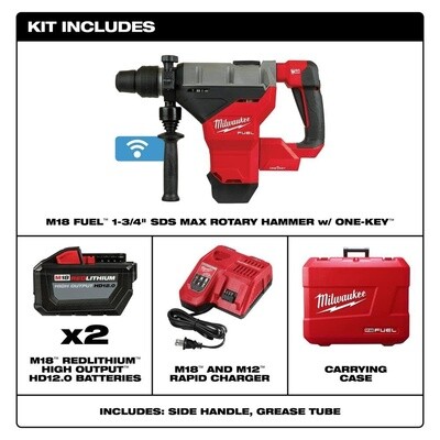 M18 FUEL™ 1-3/4" SDS MAX Rotary Hammer Kit w/ (2) 12.0 Battery 2718-22HD
