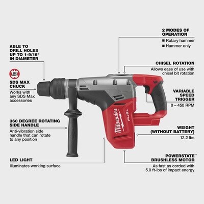 M18 FUEL™ 1-9/16" SDS Max Hammer Drill (Tool Only) 2717-20