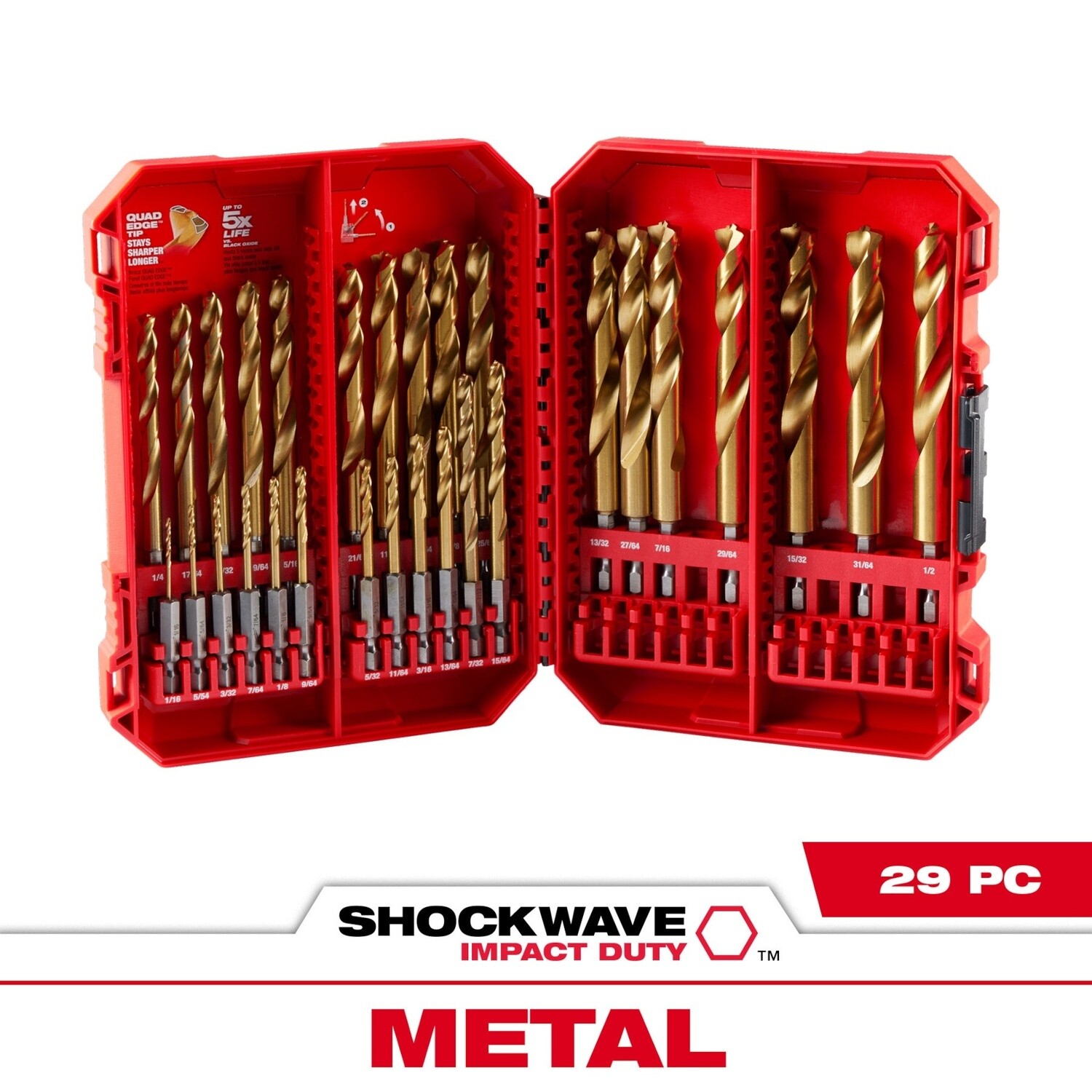 SHOCKWAVE Impact Duty™ RED HELIX™ Titanium Drill Bit Set - 29PC 48-89-4672