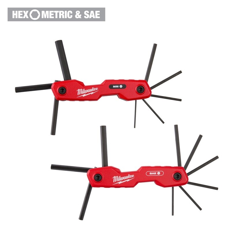 2PC 17-Key Folding Hex Key Sets - SAE &amp; Metric 48-22-2183