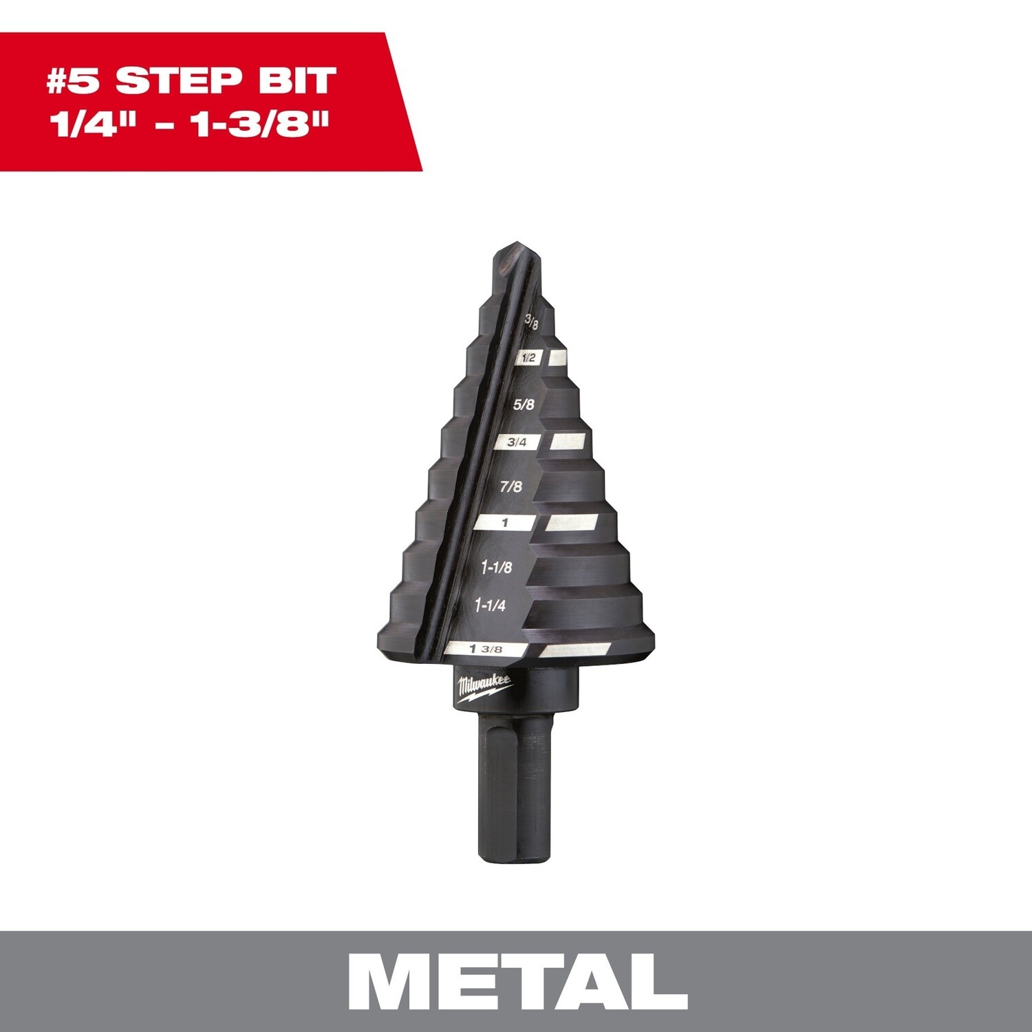 #5 Step Drill Bit, 1/4&quot; - 1-3/8&quot; by 1/8&quot; 48-89-9205