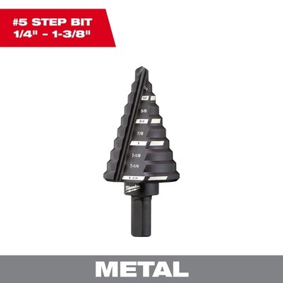 #5 Step Drill Bit, 1/4" - 1-3/8" by 1/8" 48-89-9205