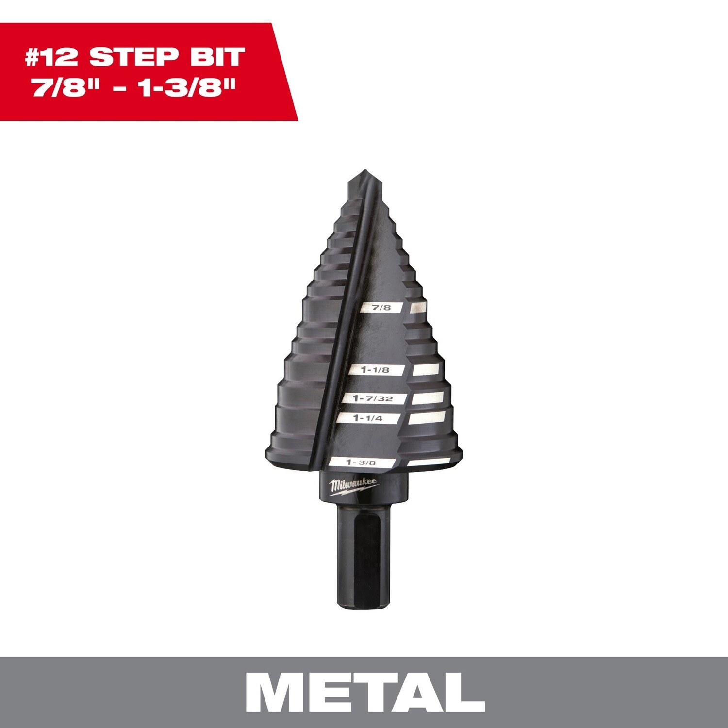 #12 Step Drill Bit, 7/8&quot; - 1-3/8&quot; 48-89-9212