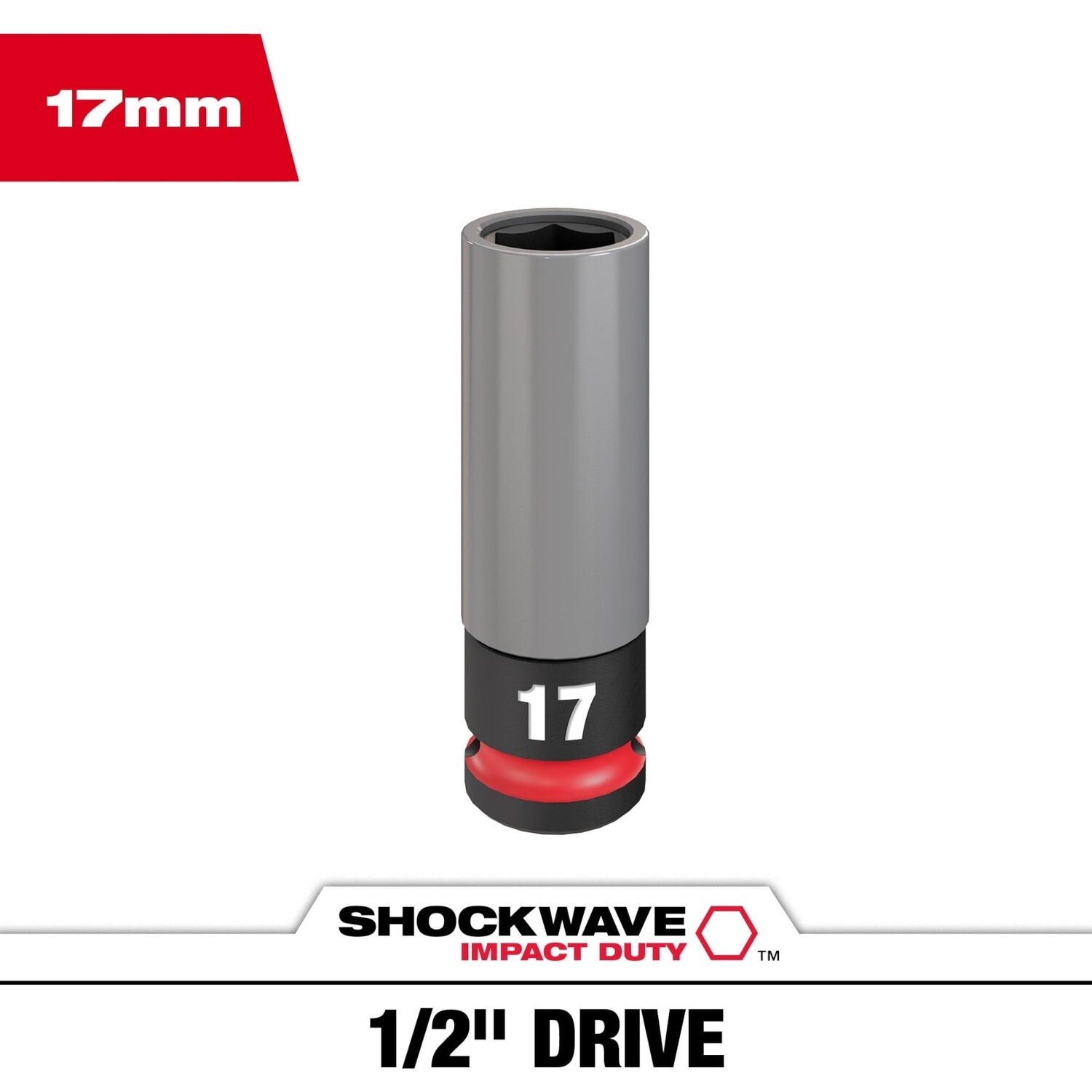 SHOCKWAVE Impact Duty™ 1/2 Drive Metric Lug Nut Wheel Socket, SAE/Metric: Metric, Size: 17 MM