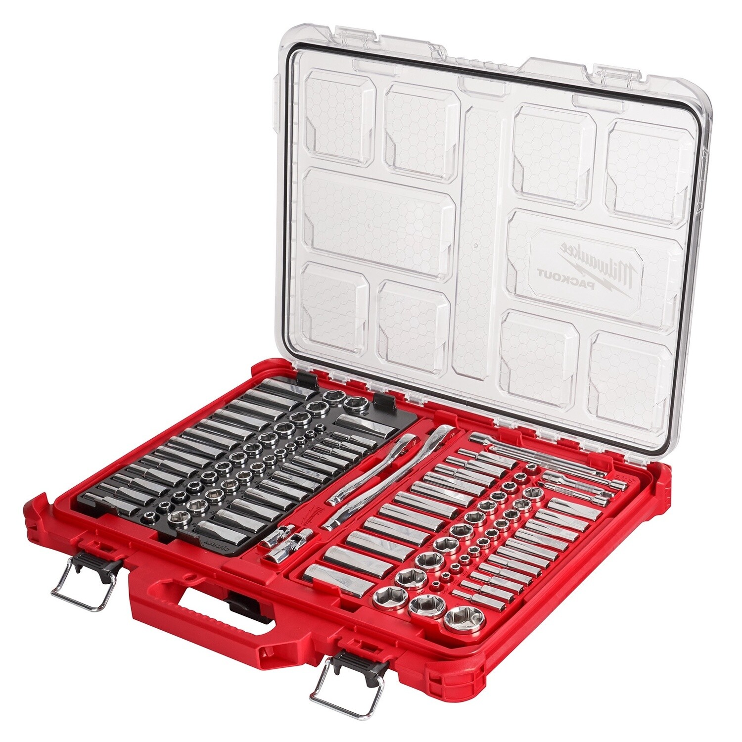 106pc 1/4&quot; and 3/8&quot; Metric &amp; SAE Ratchet and Socket Set with PACKOUT™ Low-Profile Organizer 48-22-9486