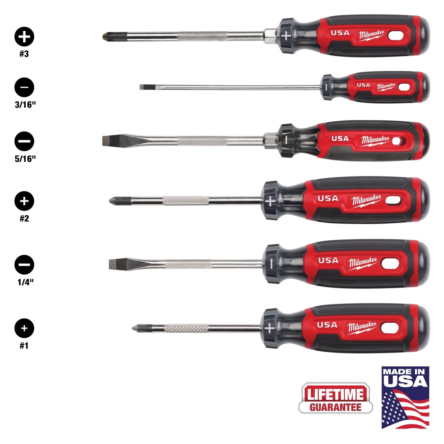 6PC Cushion Grip Screwdriver Set (Made in USA) MT200-6