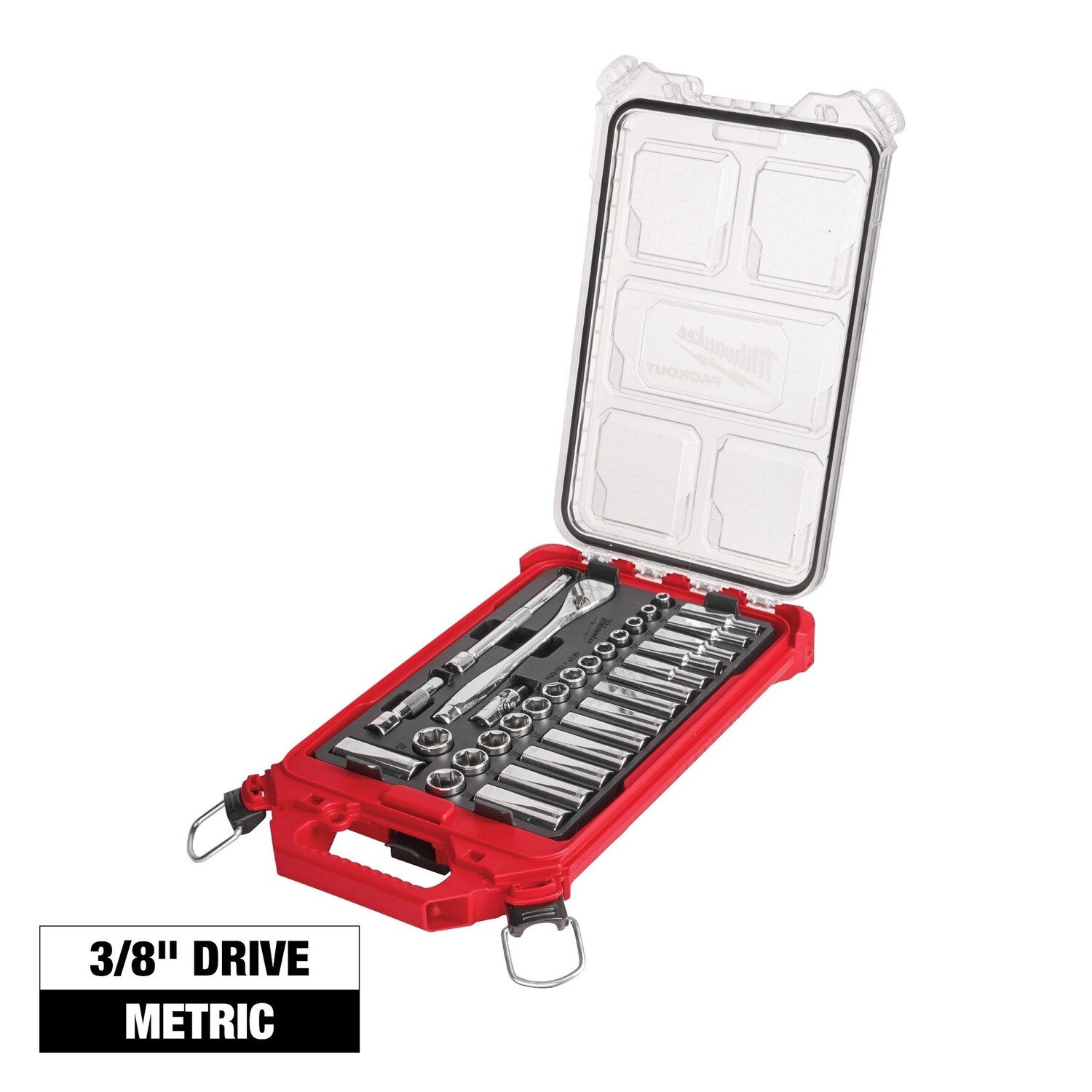 32pc 3/8&quot; Metric Ratchet and Socket Set with PACKOUT™ Low-Profile Compact Organizer 48-22-9482
