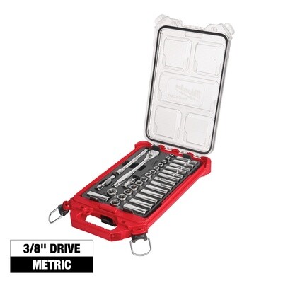 32pc 3/8&quot; Metric Ratchet and Socket Set with PACKOUT™ Low-Profile Compact Organizer 48-22-9482