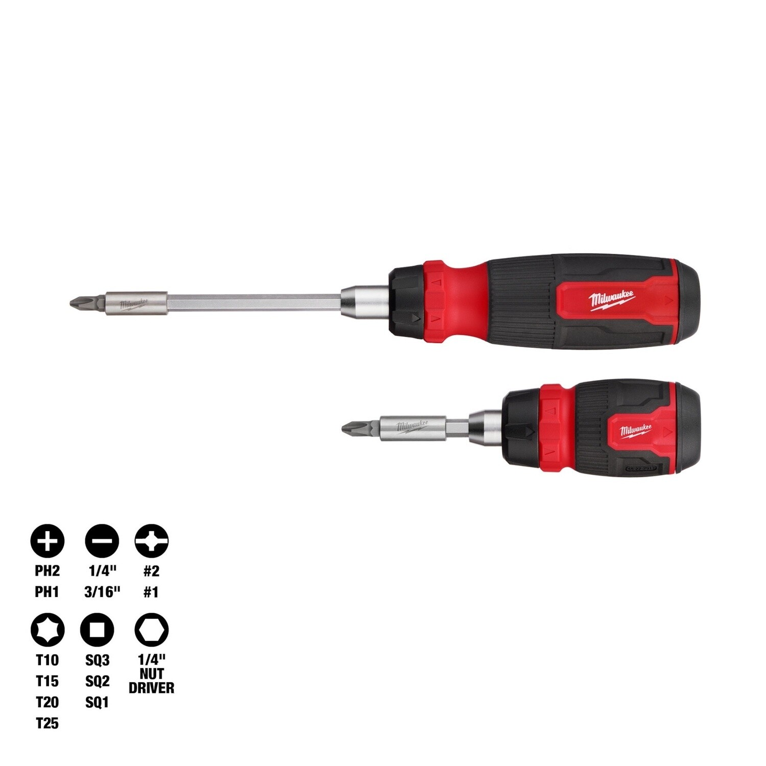 2pc 14-in-1 Ratcheting Multi-Bit and 8-in-1 Ratcheting Compact Multi-bit Screwdriver Set 48-22-2905