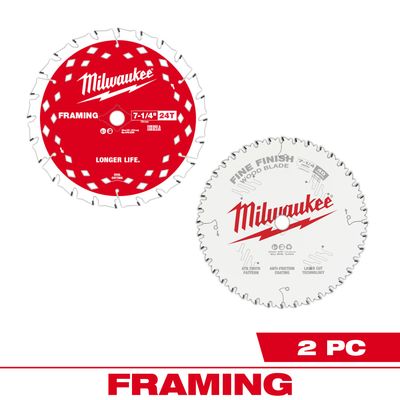 7-1/4&quot; 24T Framing and 40T Fine Finish Circular Saw Combo Pack - 2PK 48-40-0725