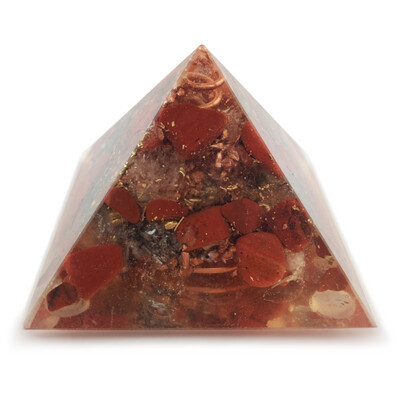 Jaspis rot CHI Pyramide Wurzelchakra 6x6cm