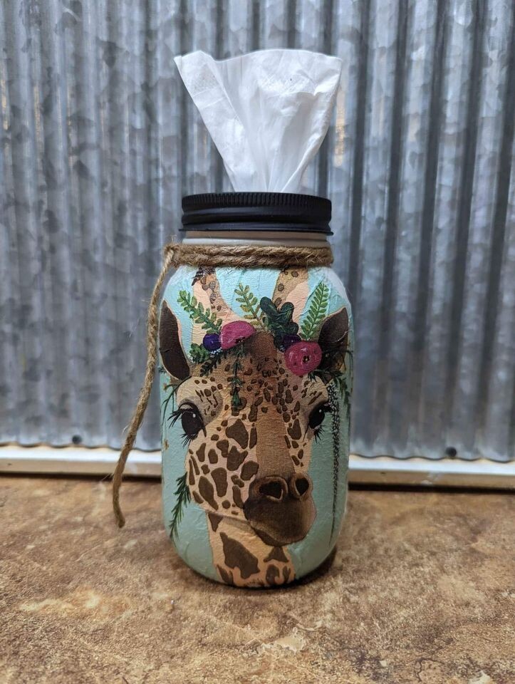 Giraffe Mason Jar Tissue Dispenser