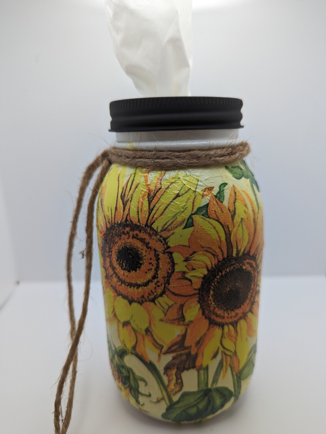 Sunflowers (#2) Mason Jar Soap Pump, Tissue Dispenser, Vase, Canister, or Coin Bank 