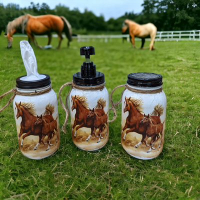 Galloping Horses Mason Jar Set