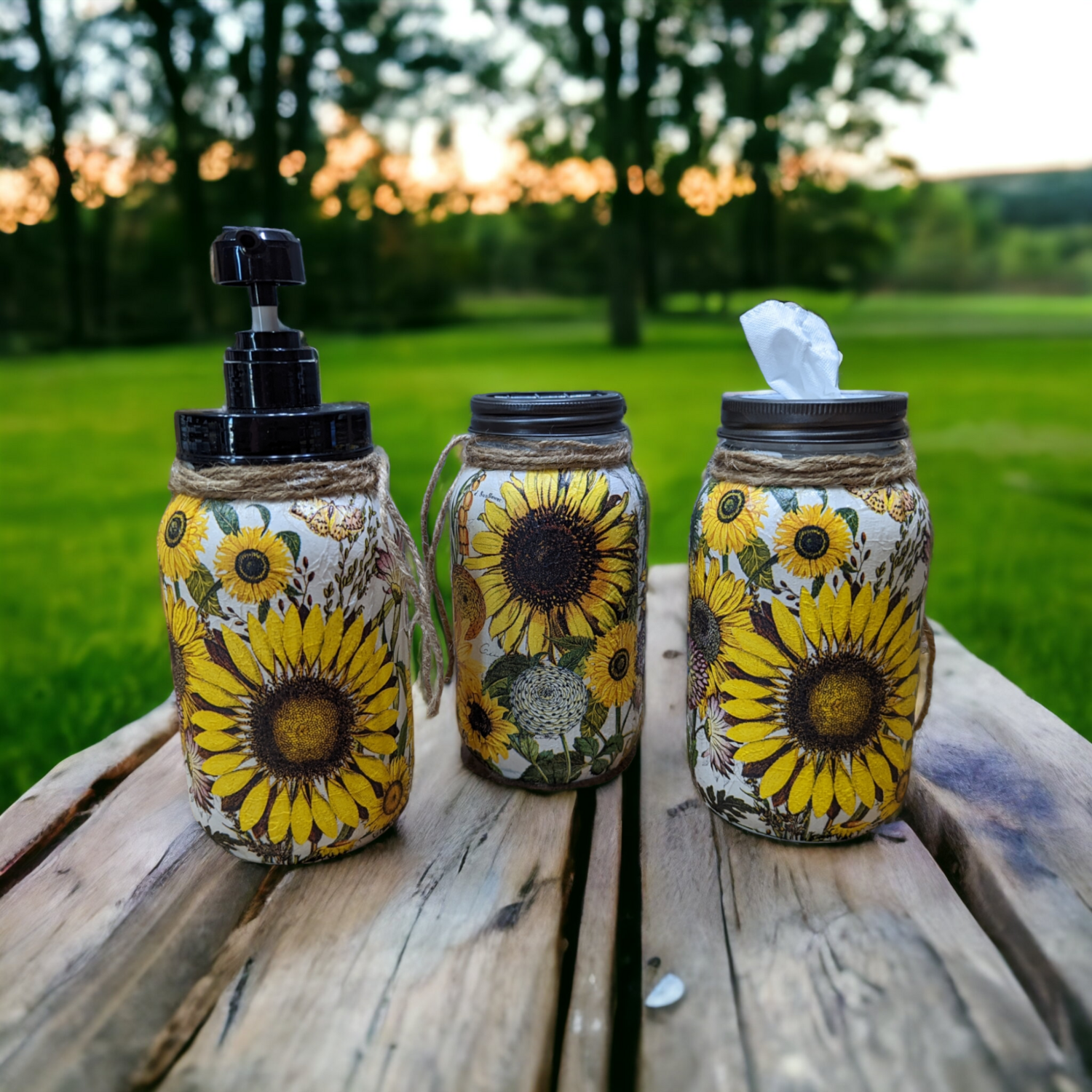 Sunny Sunflowers Mason Jar Set