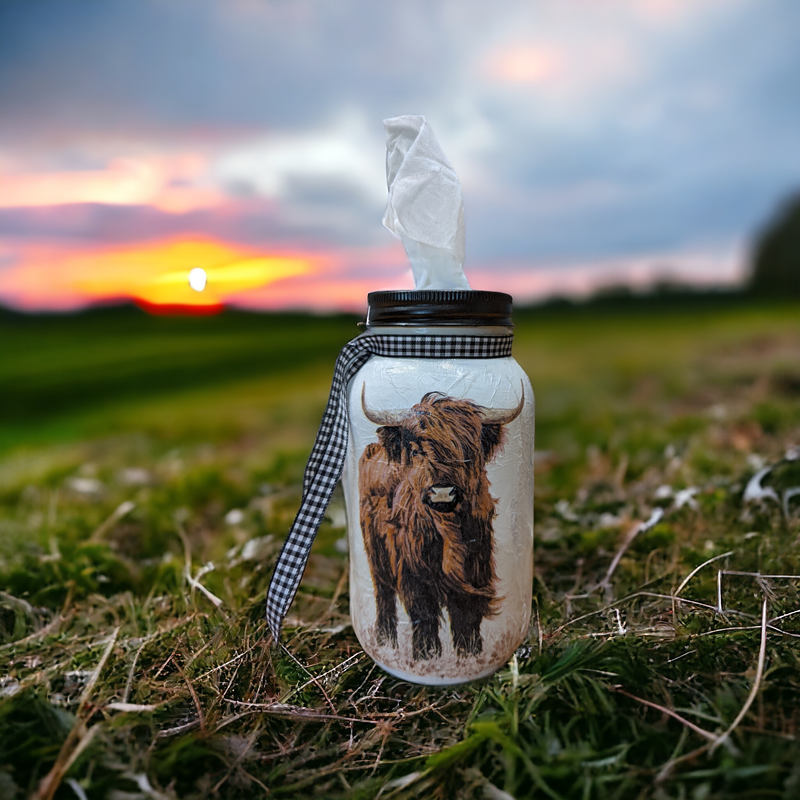 Highland Cow Mason Jar with Lid Choices 