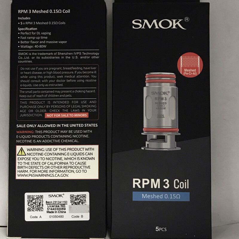 Smok Rpm 3 0.15 40-80w Coils 5 Pack