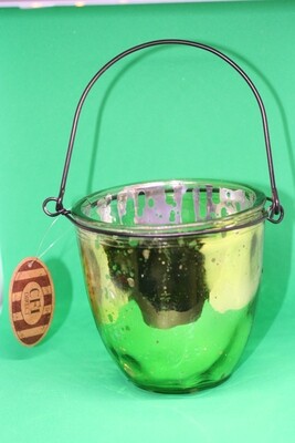Stylish Green Glass Candle Holder with Convenient Handle