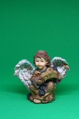Enchanting Cherub Angel Accordionist Figurine with Spread Wings