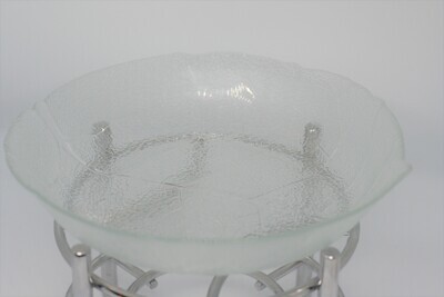 Stylish Serving: Clear Deep Bowl with Platter Stand