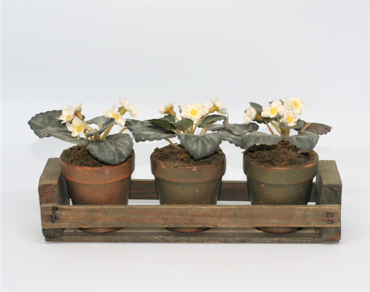 Flowerpot Trio with Artificial Blooms