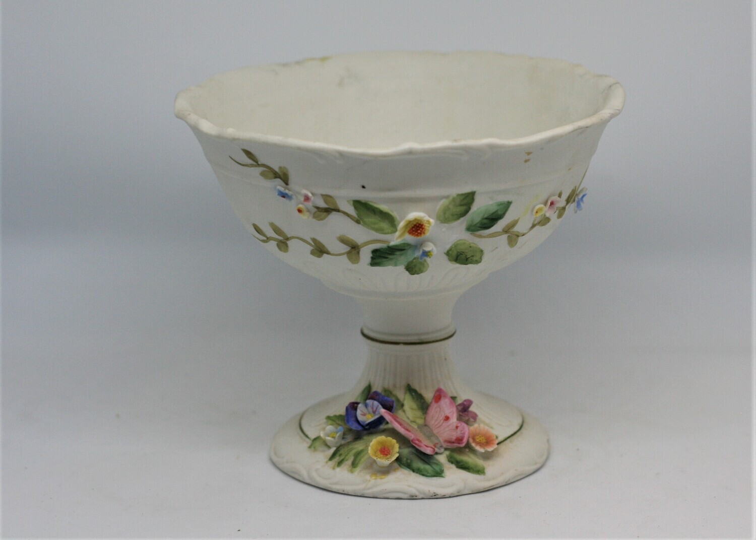 Floral Fantasy: 3D Embellished White Ceramic Vase