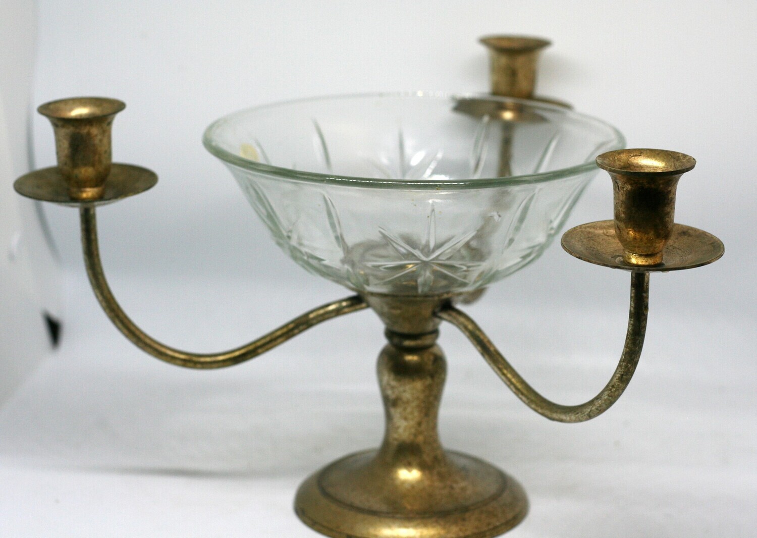 Silver Plated 3 Arm Candle Holder with Bowl