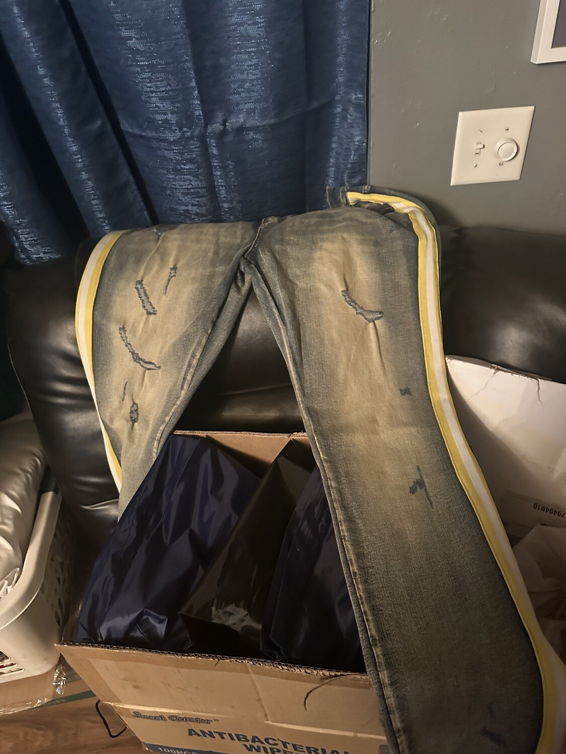Black/Yellow Stripe Jeans