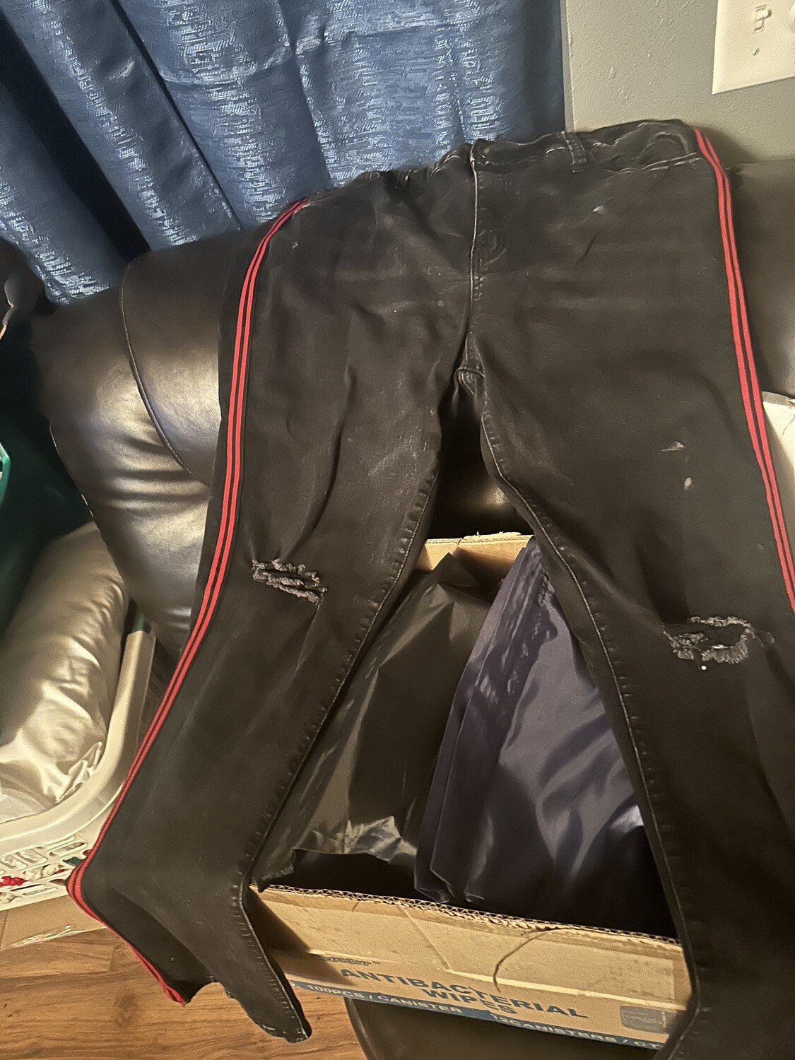 Black/Red Stripe Jeans