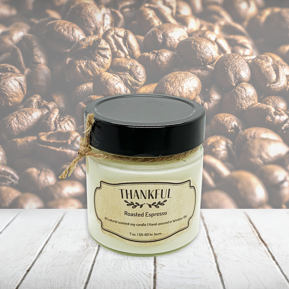 Roasted Espresso (Thankful) - Soy wax candle 7 oz.