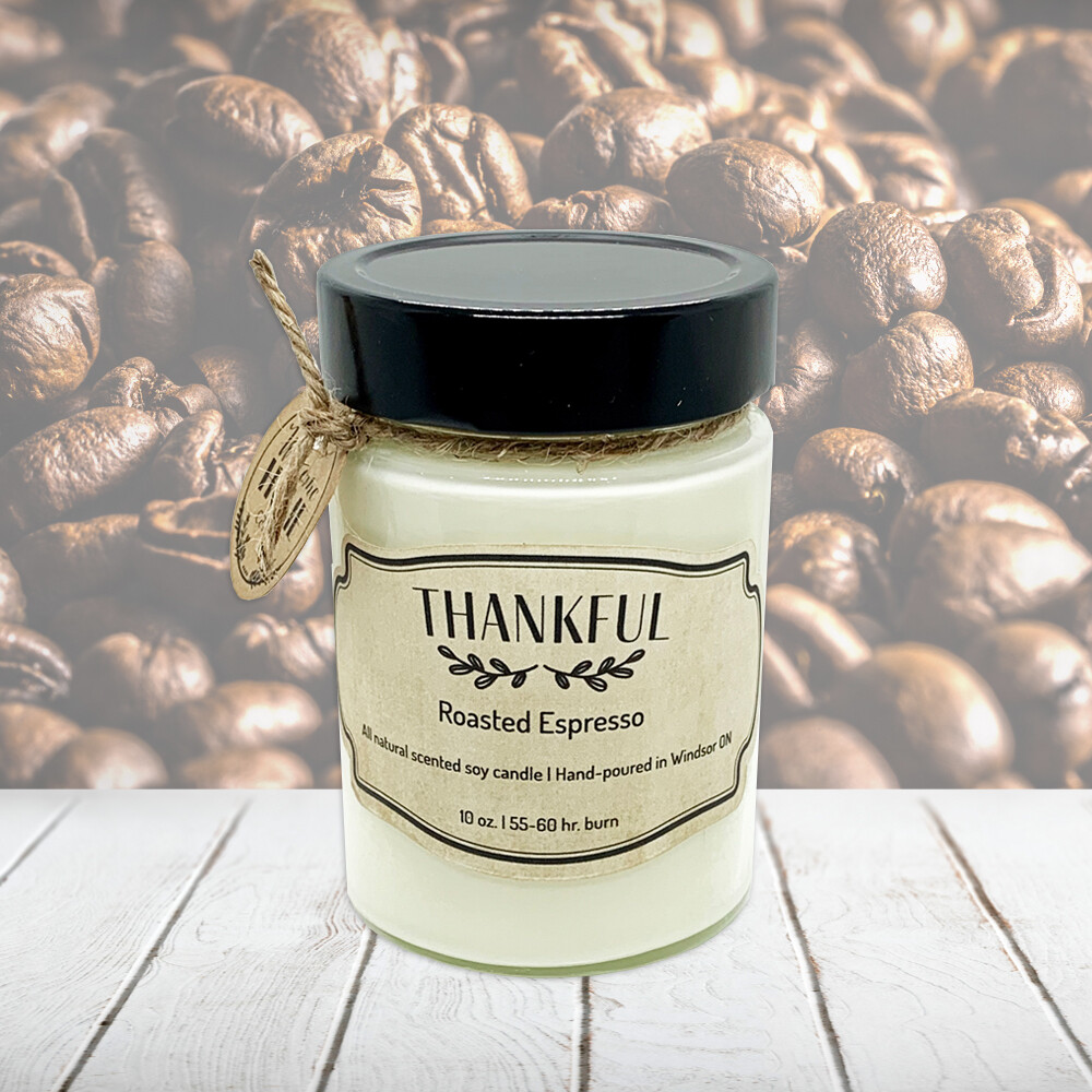 Roasted Espresso (Thankful) - Soy wax candle 10 oz.