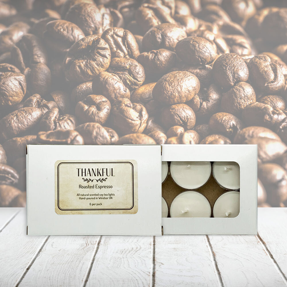 Roasted Espresso (Thankful) - Soy wax tea lights