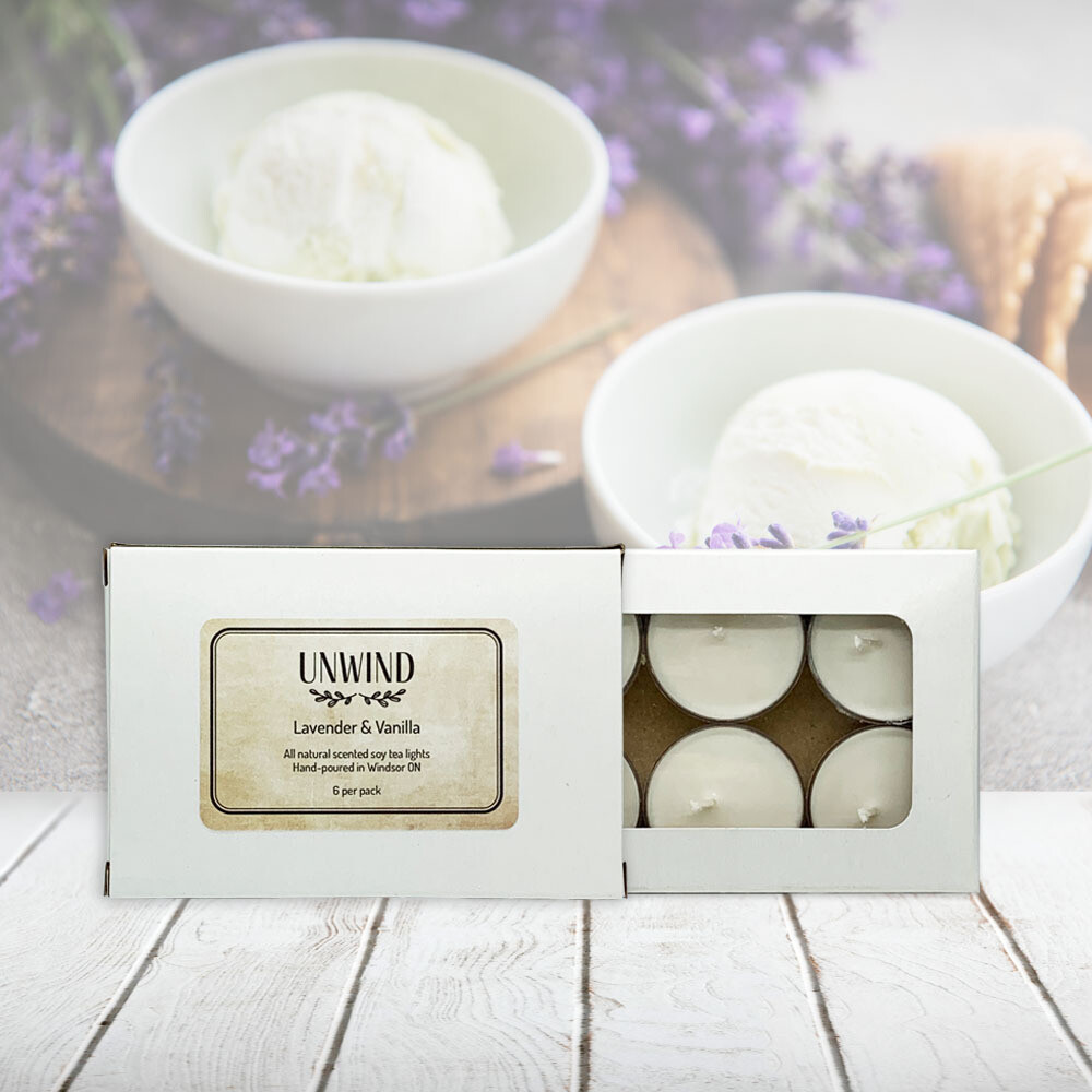 Lavender &amp; Vanilla (Unwind) - Soy wax tea lights