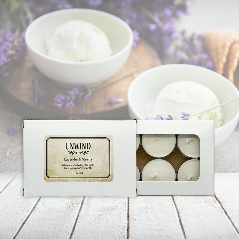 Lavender &amp; Vanilla (Unwind) - Soy wax tea lights