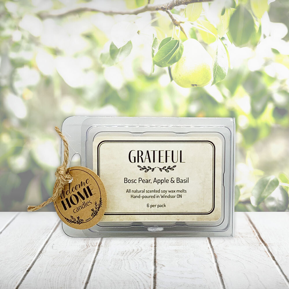 Bosc Pear, Apple &amp; Basil (Grateful) - Soy wax melt