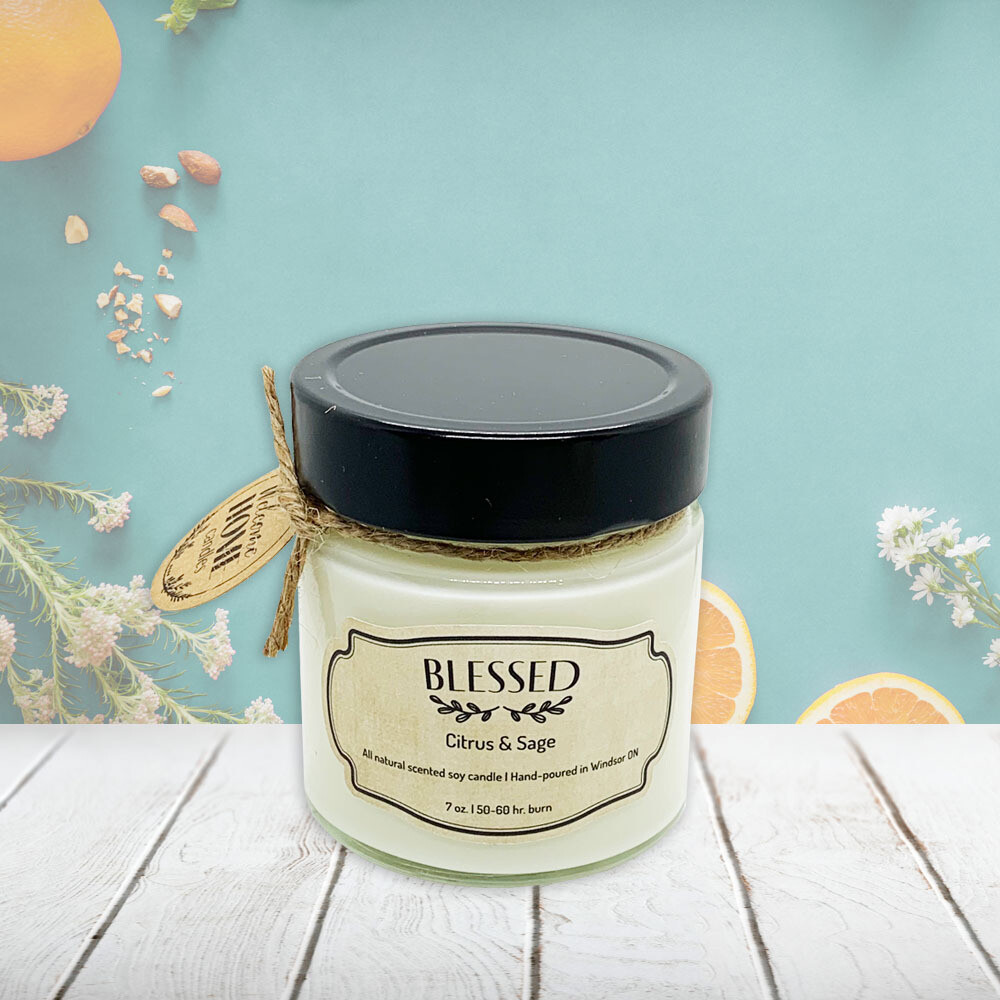 Citrus &amp; Sage (Blessed) - Soy wax candle 7 oz.
