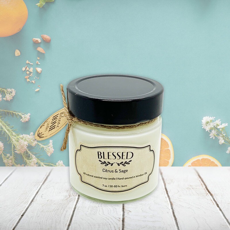 Citrus &amp; Sage (Blessed) - Soy wax candle 7 oz.