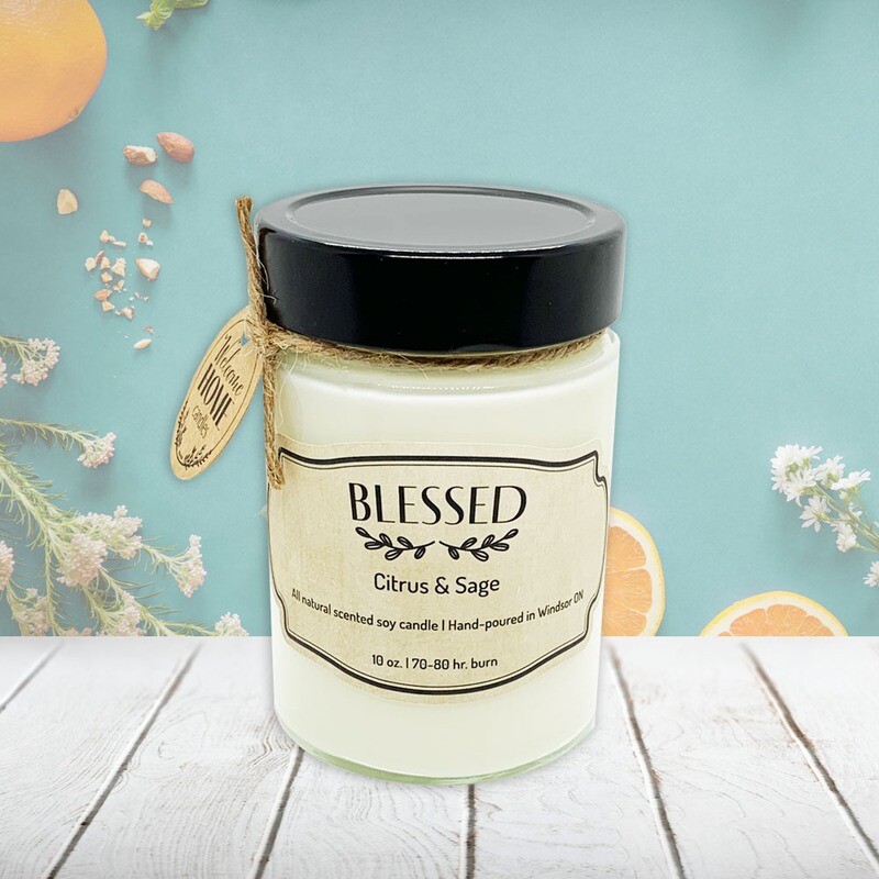 Citrus &amp; Sage (Blessed) - Soy wax candle 10 oz.