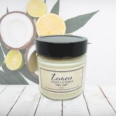 Lemon Coconut &amp; Vanilla - Soy wax candle 7 oz.