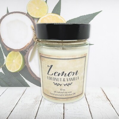 Lemon Coconut &amp; Vanilla - Soy wax candle 10 oz.
