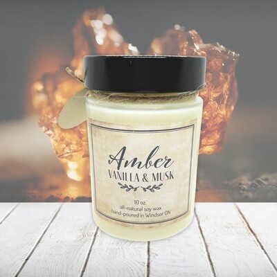 Amber Vanilla Musk - Soy wax candle 10 oz.