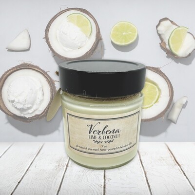 Verbena Lime &amp; Coconut - Soy wax candle 7 oz.