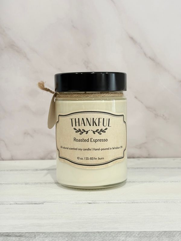 Roasted Espresso (Thankful) - Soy wax candle 10 oz.