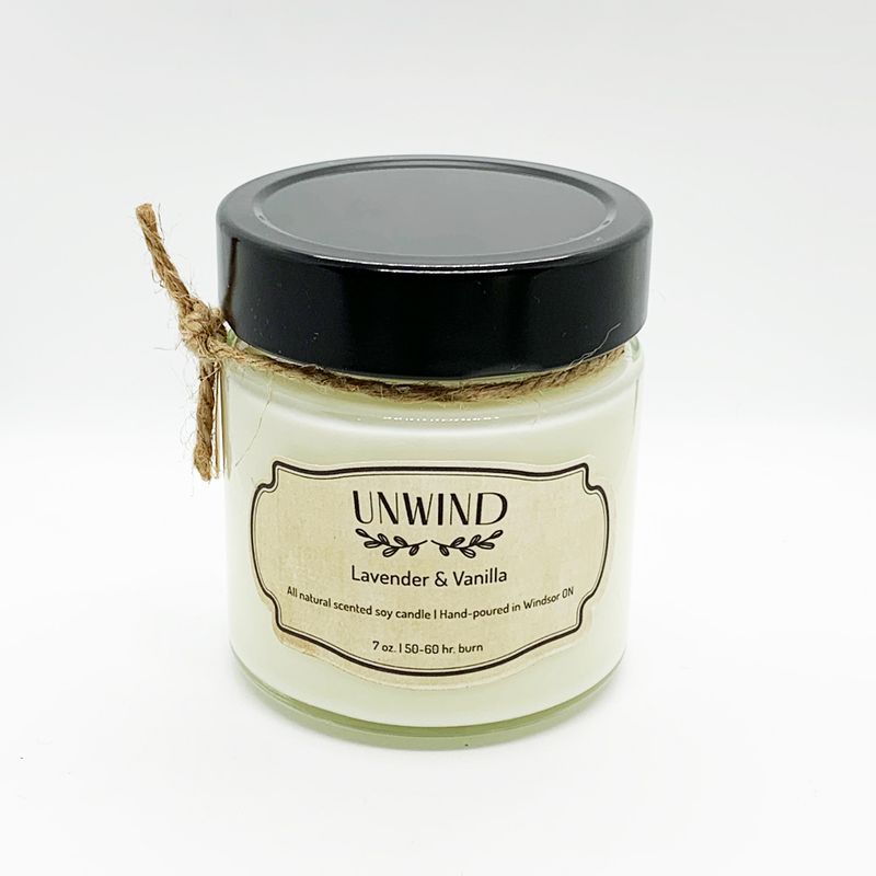 Lavender & Vanilla (Unwind) - Soy wax candle 7 oz. Lavender & Vanilla (Unwind) - Soy wax candle 7 oz.