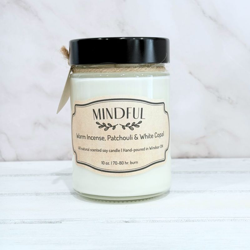 Warm Incense, Patchouli & Copal (Mindful) - Soy wax candle 10 oz. Warm Incense, Patchouli & Copal (Mindful) - Soy wax candle 10 oz.