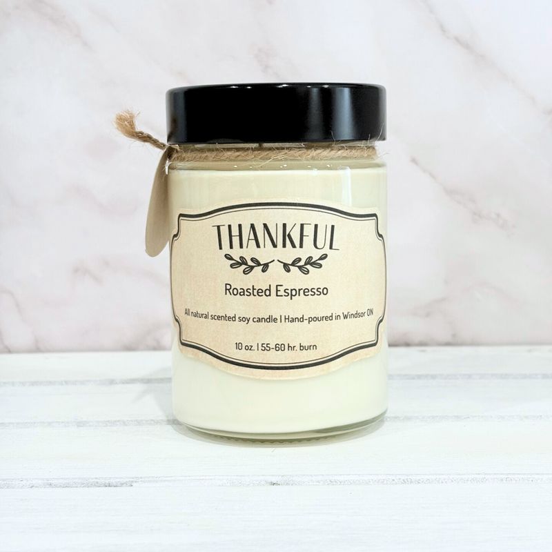 Roasted Espresso (Thankful) - Soy wax candle 10 oz. Roasted Espresso (Thankful) - Soy wax candle 10 oz.