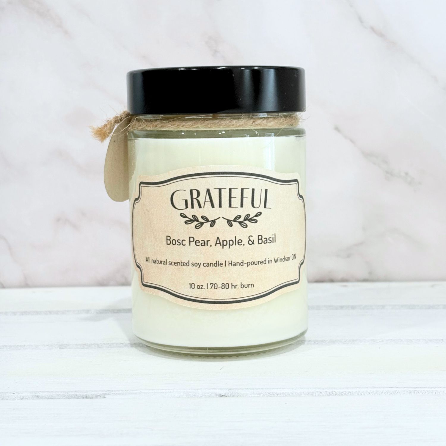 Bosc Pear, Apple & Basil (Grateful) - Soy wax candle 10 oz. Bosc Pear, Apple & Basil (Grateful) - Soy wax candle 10 oz.